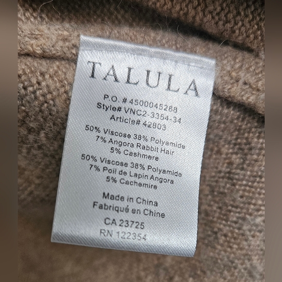 Talula Aritzia Lenox Cashmere blend XxS Beige Open Pocket Cardigan Sweater - Picture 7 of 10